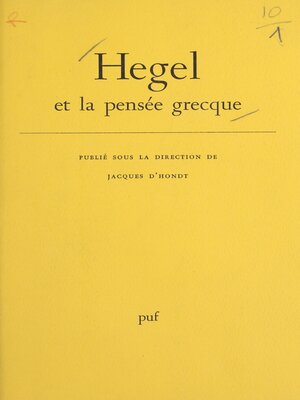 cover image of Hegel et la pensée grecque